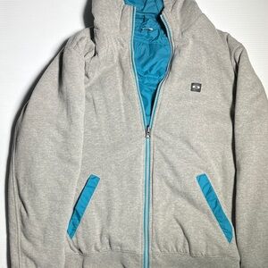 Oakley Gray and Teal Zip Up Sweater
